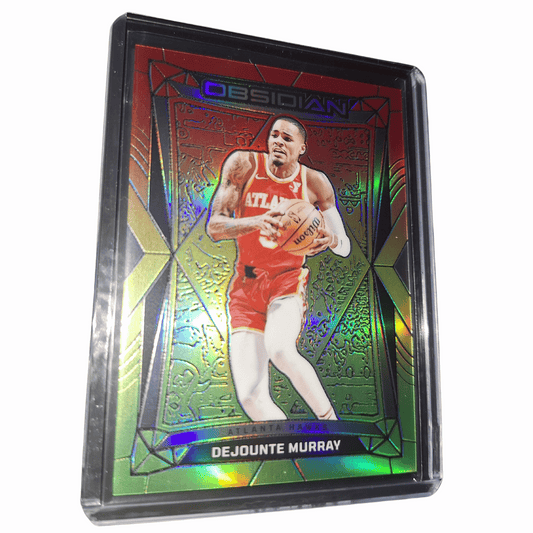 2023-24 Panini Obsidian NBA Dejounte Murray #129 Electric Etch Reggae Flood /75 Atlanta Hawks Basketball Card