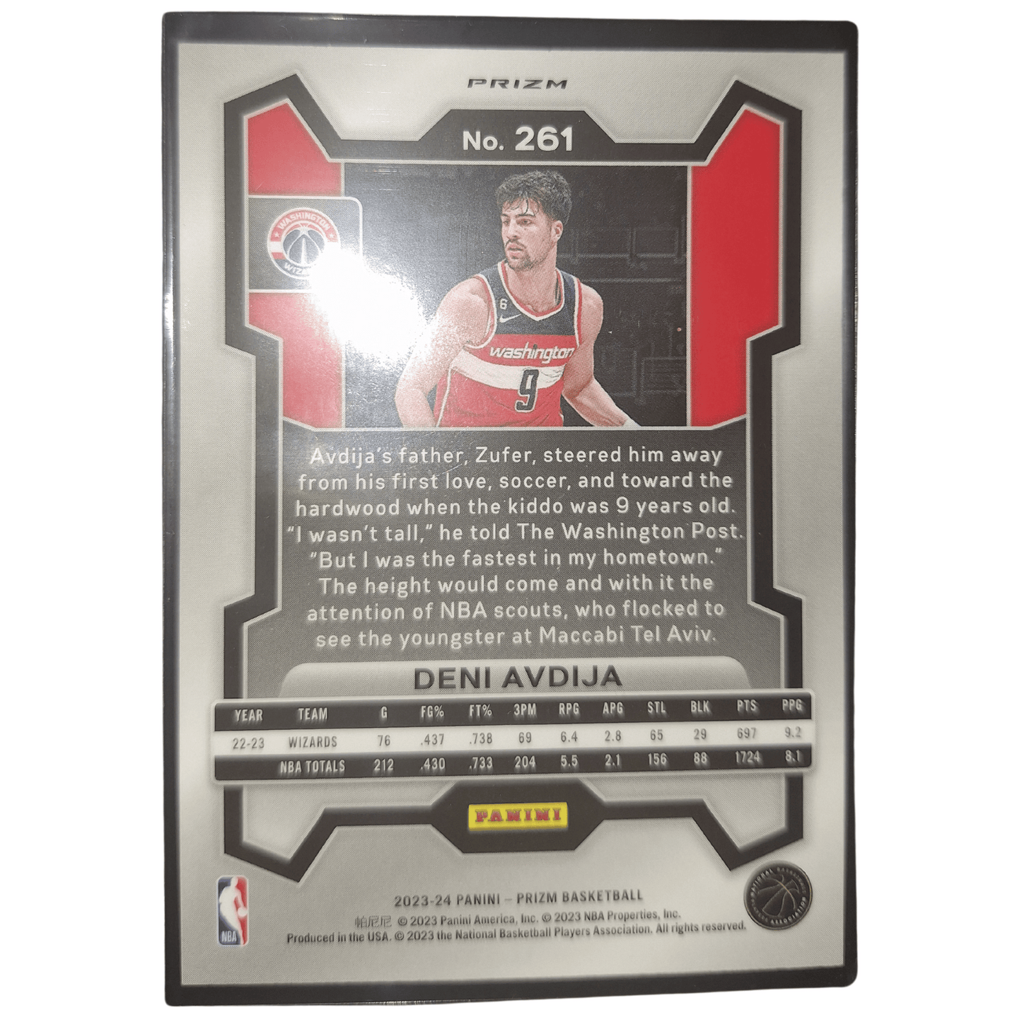 2023-24 Panini Prizm NBA Deni Avdija #261 RWB Red White Blue Washington Wizards Basketball Card